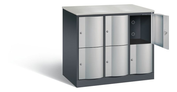 C+P XL lockerkast Resisto, H1077xB1148xD640mm, kleur: zwart-grijs/wit aluminium, 8472-373 S10061