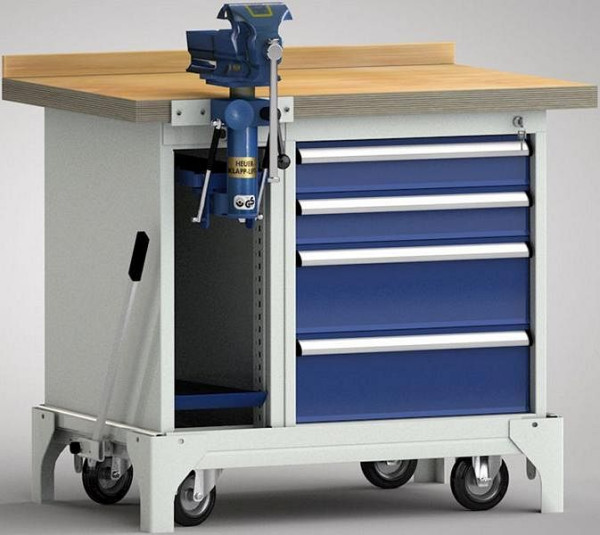 KLW mobiele professionele werkbank - 1000 x 700 x 866 mm L x B x H, WS795N-1000M40-E7036