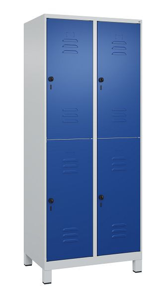 C+P Doppelstöckiger Spind Classic PLUS, Füße, 2 Abteile, 1950x800x500mm, 7035/5010, 080310-22 S10003
