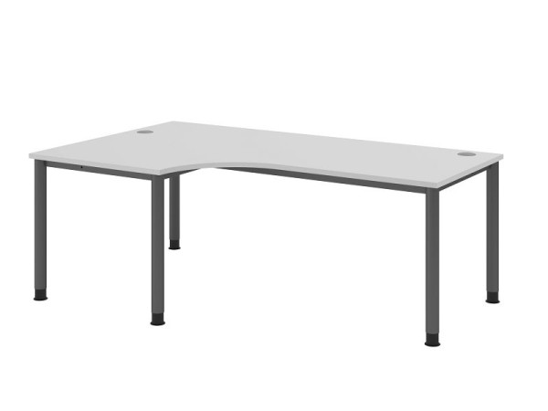 Hammerbacher bureau HS82, 200 x 120 cm, blad: grijs, 25 mm dik, hoekvorm 90°, 4-poots frame in grafiet, werkhoogte 68,5-81cm, VHS82/5/G