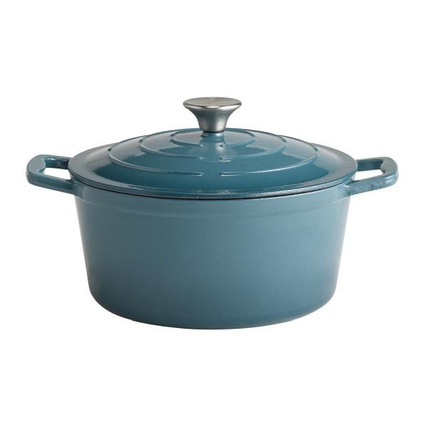 APS kookpot met deksel "5 STARS", gietijzeren braadpan, geschikt voor inductie, ovenbestendig, inclusief dekselhouder, Ø 25 cm, 4 liter, turquoise, 88313