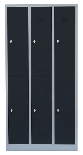Lüllmann stalen kledingkast/garderobe, 1800 x 885 x 500 mm, lichtgrijs/antracietgrijs, 520238
