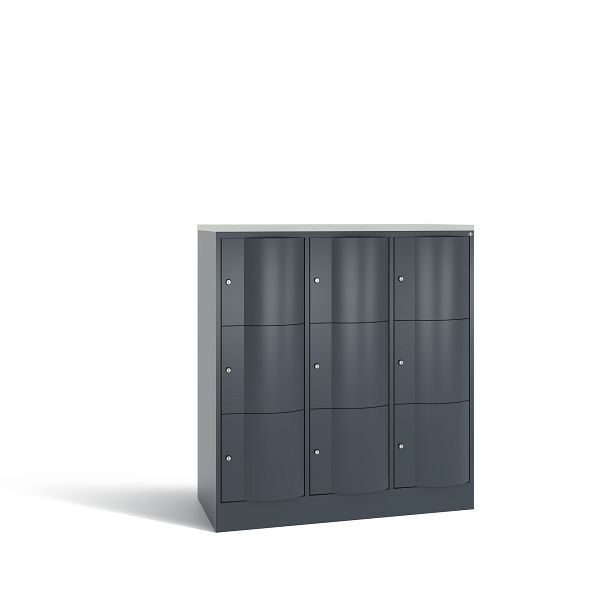 C+P Schließfachschrank Resisto, 9 Fächer, H1255xB1148xT540 mm, Anthrazit/DBS Hellgrau, 8573-372 S10767
