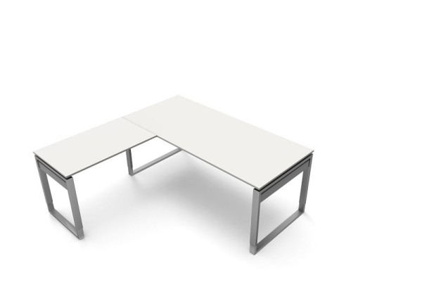 Kerkmann bureau B 1800 x D 800 x H 680-820 mm met aanschuiftafel, vorm 5, kleur: wit, 11405310