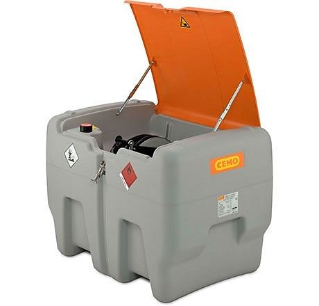 Cemo dieseltank verrijdbaar Easy 440L, premium, elektrische pomp 24V, 40l/min, meter K24, slanghaspel 8m slang DN19, automatisch mondstuk, scharnierend deksel, 11108