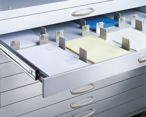 C + P vakindeling voor vlakke archiefkast DIN A0 in 16 x DIN A4, romp grijs, 0216-00