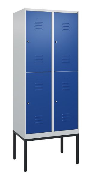 C+P dubbeldekskast Classic PLUS, frame, 2 vakken, 2120x800x500mm, 7035/5010, cilindersloten, 0803307-22 S10018