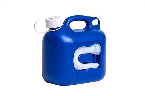 DENIOS jerrycan voor ad-blue, 5 l, donkerblauw, met flexibele uitlaatpijp, 12 stuks, 308372
