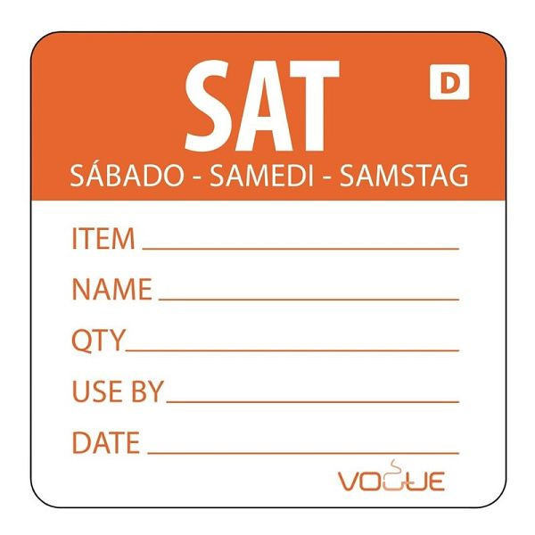 Vogue verwijderbare labels zaterdag oranje, VE: 500 stuks, GH356