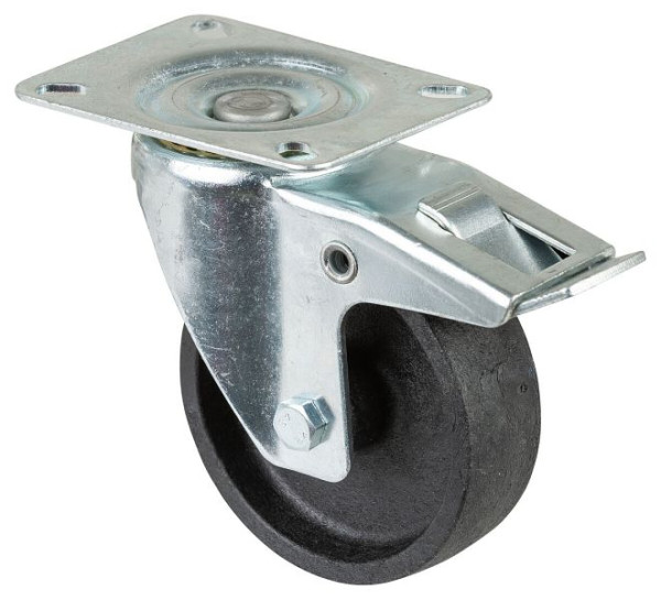 BS Rollen met rem, breedte 35 mm, Ø100 mm, tot 150 kg, loopvlak fenolhars, wiellichaam fenolhars, glijlager, verpakking: 2 stuks, L420.B22.100