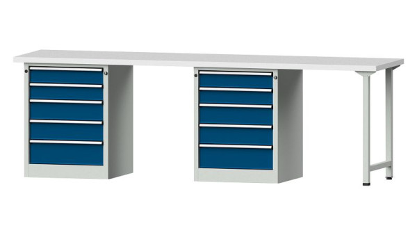 ANKE werkbanken combinatie werkbank, model 915 V, 2800 x 700 x 890 mm, RAL 7035/5010, KSP 40 mm, 415.133
