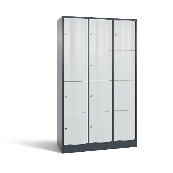 C+P Schließfachschrank Resisto, 12 Fächer, H1950xB1148xT540 mm, Anthrazit/Grau, 8470-372 S10242