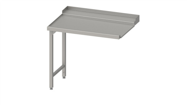 Stalgast afvoertafel "Pro", korfgeleiding met afschot, 2 poten 1100x750x880mm, montagezijde links, met opstand, gelast, VAL11712LA