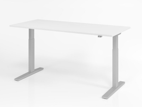 Hammerbacher bureau XMKA19, 180 x 80 cm, blad: wit, 25 mm dik, ABS dikke rand, rechthoekige vorm, VXMKA19/W/S