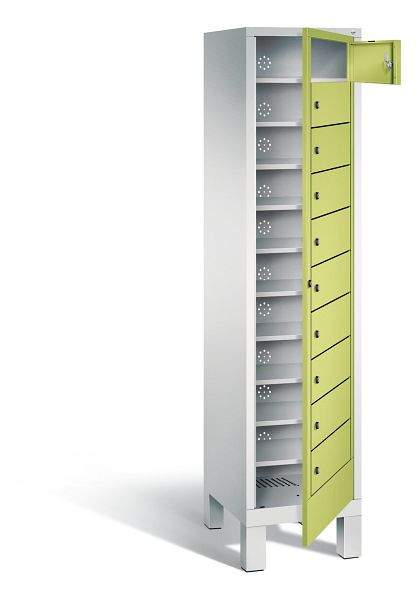 C+P wasverzamelkast Evolo, H1850xB420xD500mm, kleur: lichtgrijs / virid groen, 48060-110 S10044