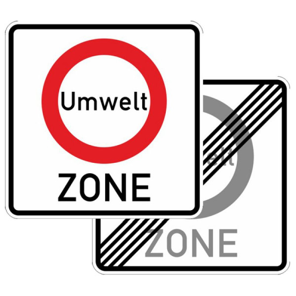 Steen HGS verkeersverbodzone ter vermindering van schadelijke luchtverontreiniging in een zone, dubbelzijdig nr. 270.1-40, 600x600mm /RA2/vlakke vorm 3mm, 270.1-40-223