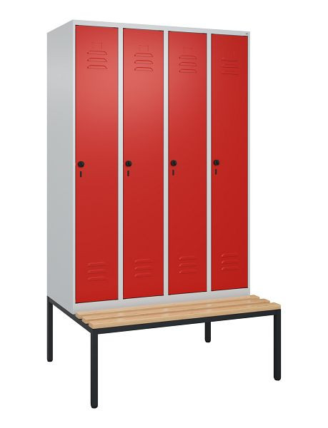 C+P luierkastje Classic PLUS, met onderbank, 4 vakken, 2120x1200x815mm, 7035/3020, draaibare sluiting, beuken zitlat, 0800507-40 S10002