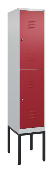 C+P dubbeldekskast Classic PLUS, frame, 2120x400x500mm, 7035/3003, cilindersloten, 0803307-12 S10016