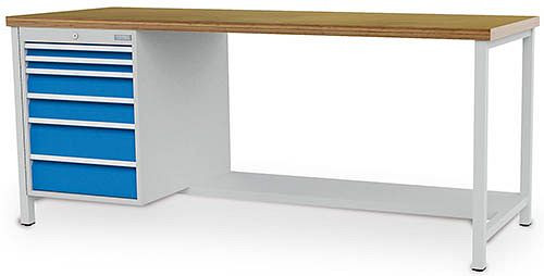 Bedrunka + Hirth box werkbank serie 2000 R18-24, 2x50, 2x100, 2x150 mm, lade volledig uittrekbaar 100%, 2000 x 750 x 859 mm, 03.19.11V