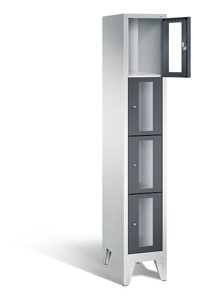 C+P lockerkast Classic, H1850xB320xD500mm, kleur: lichtgrijs / zwartgrijs, 8010A104 S10005