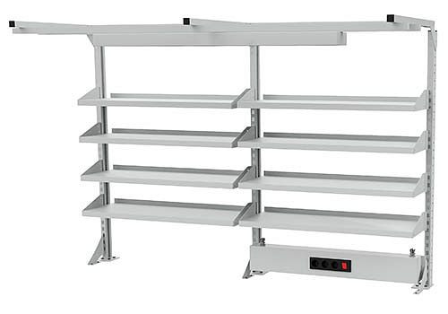 Bedrunka + Hirth meerwandige opbouw met bovenframe, 1x energiekanaal, 8x legplank, afmetingen in mm (BxH): 2000 x 1250, 03.900.20.22
