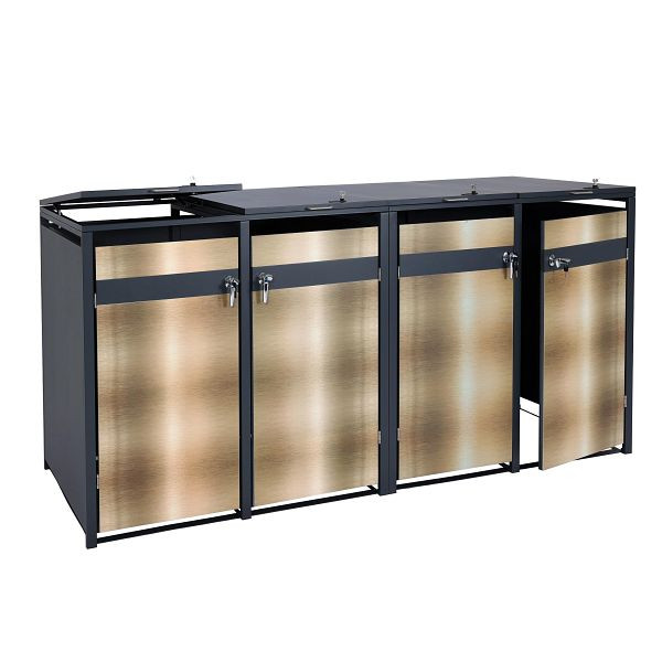 Mendler HWC-J82 4er vuilnisbak bekleding, vuilnisbak, uitbreidbaar, metaal 100kg, antraciet, goud, 2x83381+2x83382