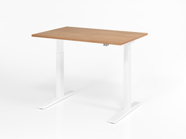 Hammerbacher bureau XMKA12, 120 x 80 cm, blad: walnoot, 25 mm dik, ABS dikke rand, rechthoekige vorm, wit, VXMKA12/N/W