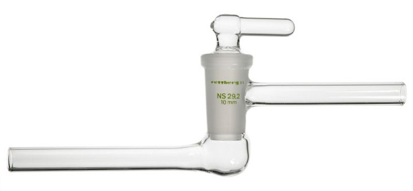 Rettberg hoogvacuümkraan, wegwerpvorm met parallelle armen, holle glazen plug NS 14,5/2,5 mm boring, borosilicaatglas 3,3, 134509203