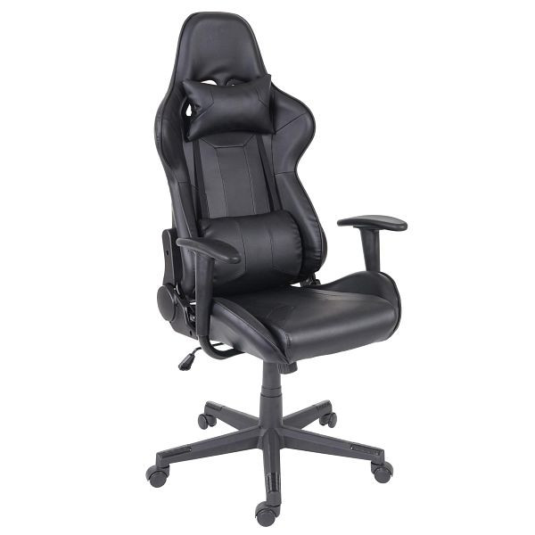 Mendler HWC-F84 bureaustoel, bureaustoel, gamestoel, directiestoel, bureaustoel, imitatieleer, zwart, 70540