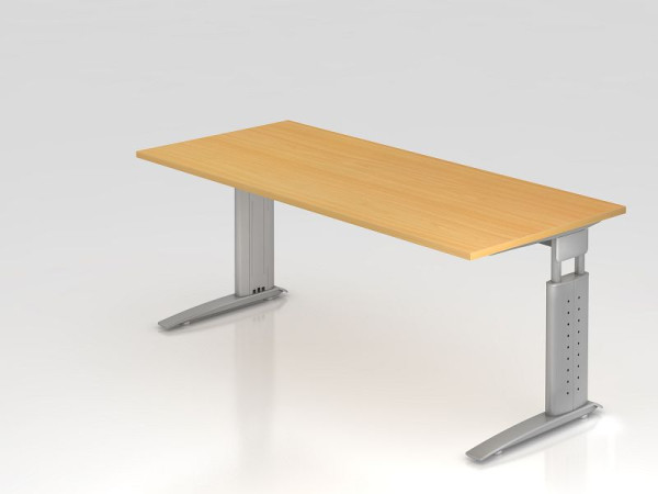 Hammerbacher bureau C-poot 180x80cm beuken/zilver, werkhoogte 68-86 cm verstelbaar, VUS19/6/S