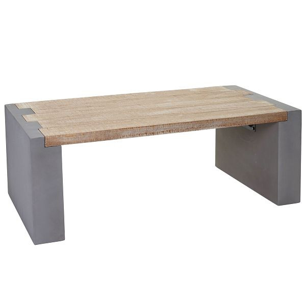 Mendler salontafel HWC-A15, woonkamertafel, betonlook vurenhout rustiek massief 46x122x60cm, 56905