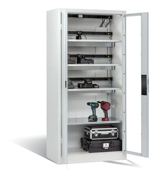 C+P accu laadkast serie 89, H1950xW930xD500mm, kleur: lichtgrijs, verzonken handgreep, 8921-055E3 S10004