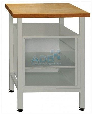 ADB smalle werkbank (klein) met legborddeel en legbord, afmetingen: 600x600x840mm (BxDxH), kleur werktafel: grijs, RAL 7035, 40936