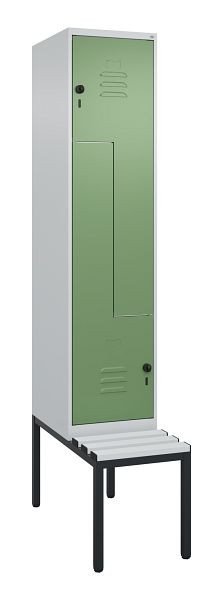 C+P Z-Spind Classic PLUS, met onderbank, 2 vakken, 2120x400x815mm, 7035/6011, draaigrendel, 0800537-122 S10036