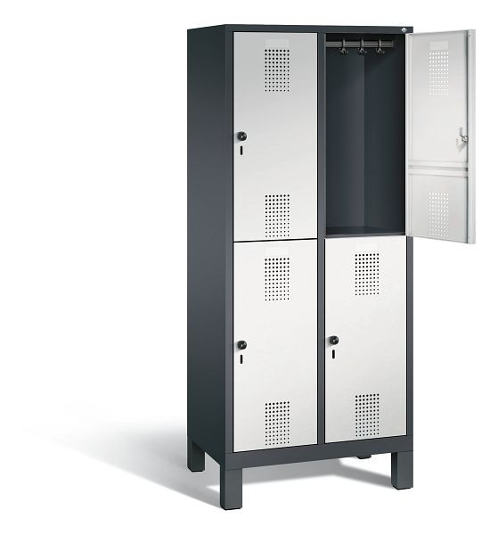 C+P locker, dubbellaags Evolo, H1850xW810xD500mm, kleur: zwartgrijs/lichtgrijs, 48310-22 S10046