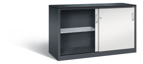C+P schuifdeurkast Acurado, H1000xB1600xD600mm, kleur: zwartgrijs/lichtgrijs, beugelgreep, 2166-09 S10095