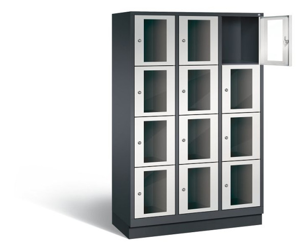 C+P lockerkast Classic, H1800xB1200xD500mm, kleur: zwartgrijs/lichtgrijs, 8020A324 S10014