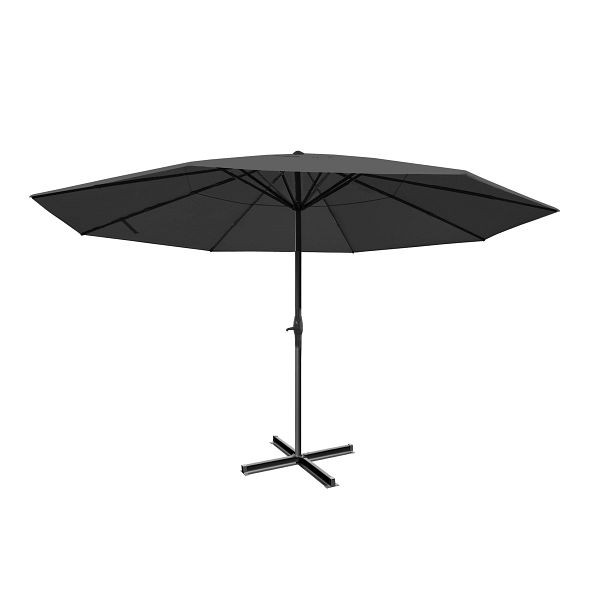 Mendler Meran Pro parasol, horeca marktparasol zonder volant Ø 5m polyester/aluminium 28kg, antraciet zonder standaard, 65185