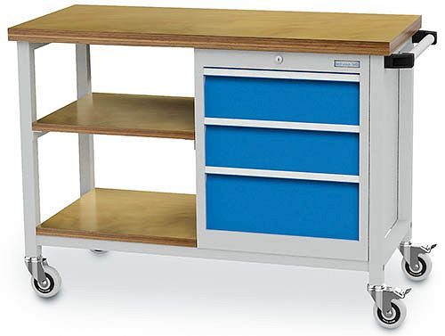 Bedrunka + Hirth Mobiele Werkbank T500 R18-16, 2x150, 1x200 mm, lade volledig uittrekbaar 100%, 50 kg, 04.512.03
