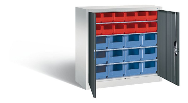 C+P tijdschriftenkast serie 13, H1000xB1000xD420mm, kleur: lichtgrijs / antracietgrijs, verzonken handgreep, 133944-23 S10027