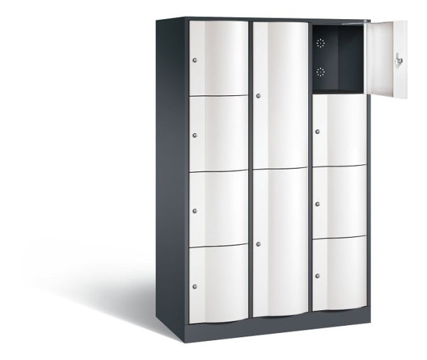 C+P combinatie lockerkast Resisto, H1950xB1148xD540mm, kleur: zwartgrijs / verkeerswit, 8070-3723 S10033
