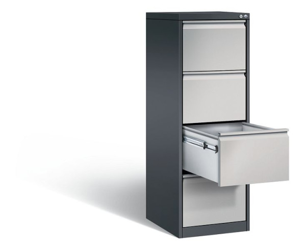 C+P hangarchiefkast Acurado, H1357xB433xD590mm, kleur: zwart grijs/wit aluminium, handgreep, 12434-311 S10005