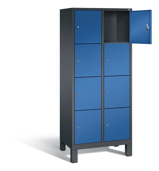 C+P lockerkast Evolo, H1850xW810xD500mm, kleur: zwartgrijs / gentiaanblauw, 48010-224 S10064