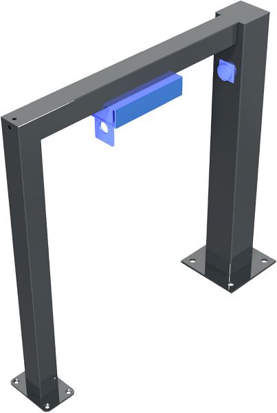 Schake leunbeugel van vierkante buis 100x100mm / 60x60mm breedte: 800mm totale hoogte: 800 mm, 454_080PBEL