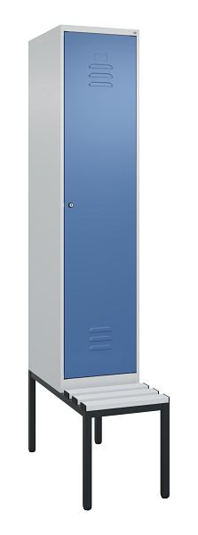 C+P luierkastje Classic PLUS met middenwand, bank, 2120x400x815mm, 7035/5023, cilinderslot, 0800507-12F S10020