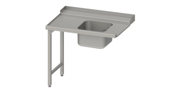 Stalgast RVS voertafel, korfgeleiding met afschot, 2 poten, 1 bak 800x750x880mm, montagezijde links, opstand, gelast, VZL08712LA