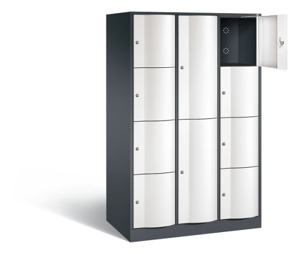 C+P XL combinatie lockerkast Resisto, H1950xB1148xD640mm, kleur: zwartgrijs / verkeerswit, 8070-3733 S10026