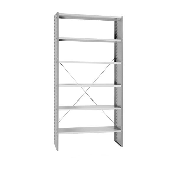 Lüllmann basisplank, insteeksysteem, 6 planken, 1980 x 1000 x 400 mm, lichtgrijs, 810460