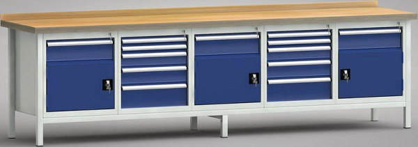 KLW professionele werkbank - 3000 x 700 x 905 mm L x D x H (ERGO uitvoering), WP450E-3000M45-E7025