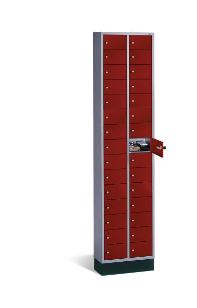 C+P kleine locker Intro, H1950xW460xD200mm, kleur: lichtgrijs/robijnrood, 80700-201 S10011